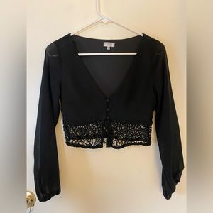 Cropped lace button up